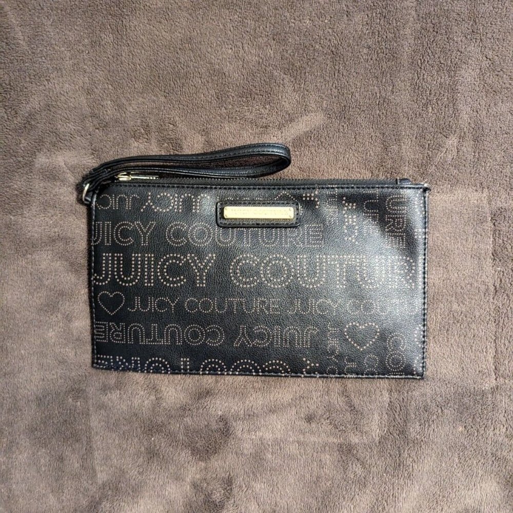 Juicy Couture Zipper Wallet/Wristlet Single Pocket Black with Logo